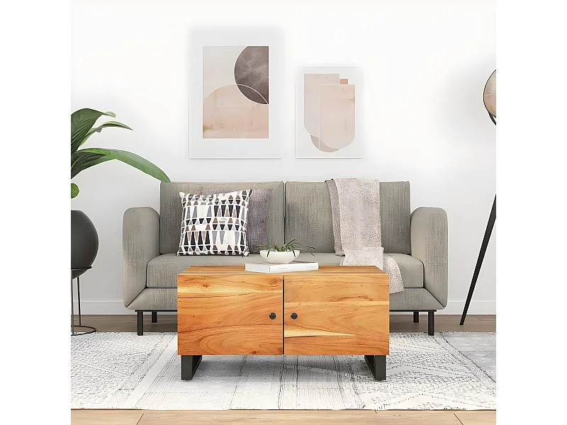 Couchtisch Beistelltisch 80x50x40 cm Massivholz Akazie & Holzwerkstoff -MN37499