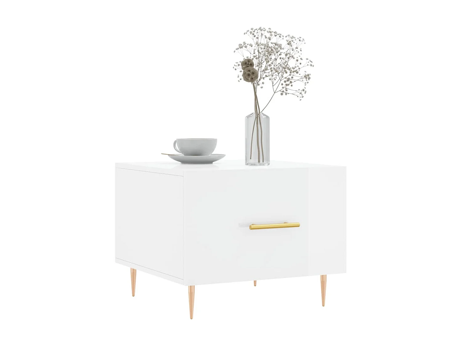 Couchtisch Beistelltisch Hochglanz-Weiß 50x50x40 cm Holzwerkstoff -MN27651