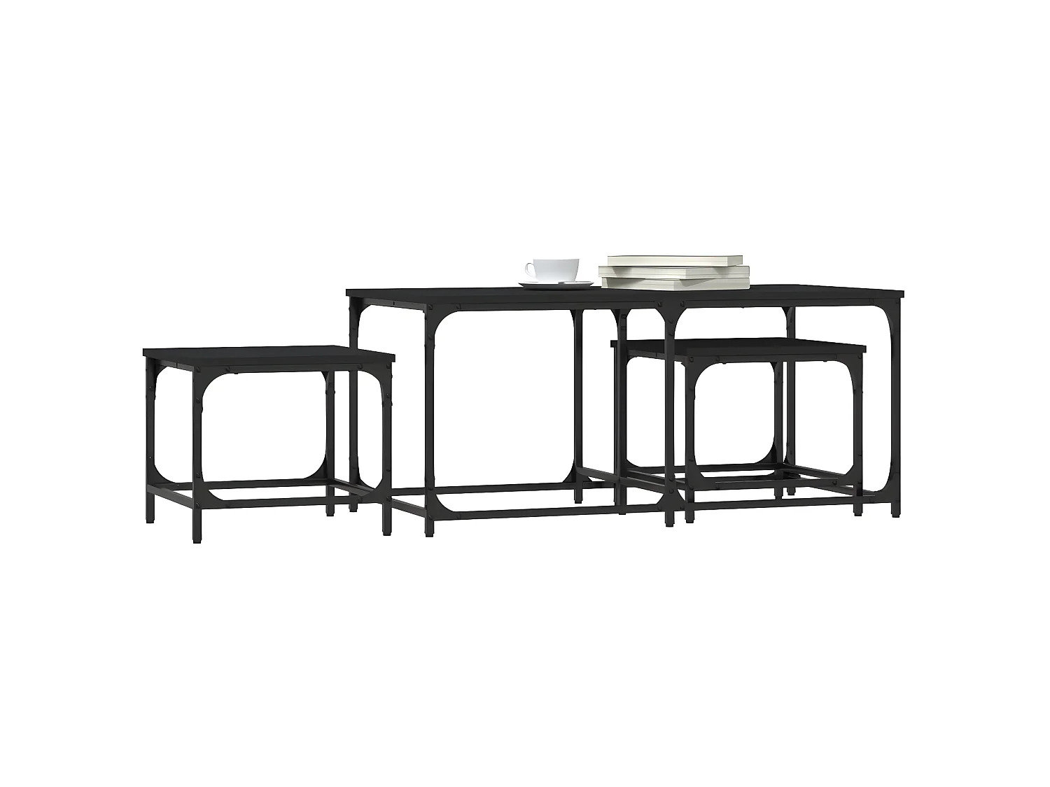 3er-Set Satztische Couchtische Schwarz Holzwerkstoff -MN50907