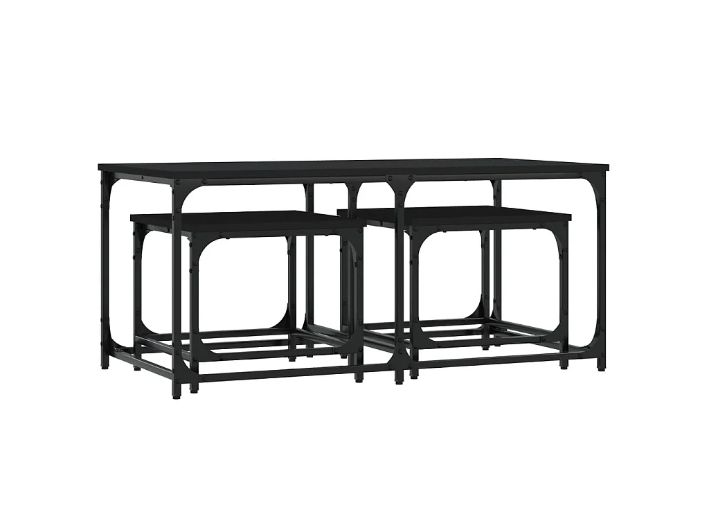 3er-Set Satztische Couchtische Schwarz Holzwerkstoff -MN50907