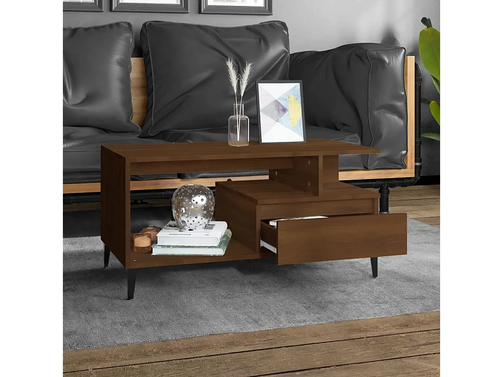 Couchtisch Braun Beistelltisch Eichen-Optik 90x49x45 cm Holzwerkstoff -MN94691