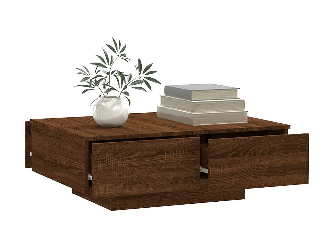 Couchtisch Braun Beistelltisch Eichen-Optik 90x60x31 cm Holzwerkstoff -MN71655