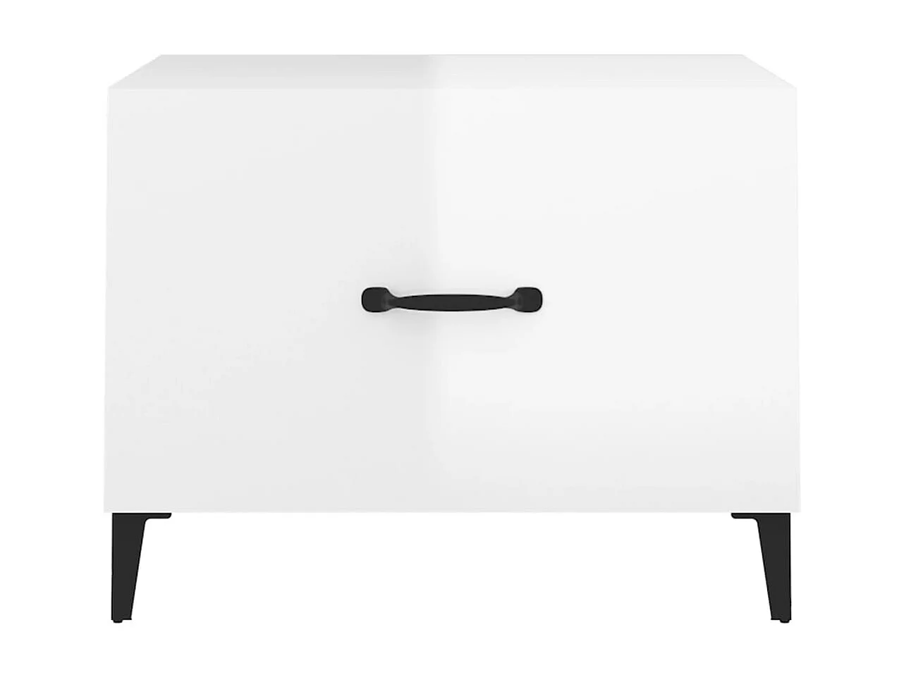 Couchtisch Beistelltisch mit Metallbeinen Hochglanz-Weiß 50x50x40 cm -MN82084