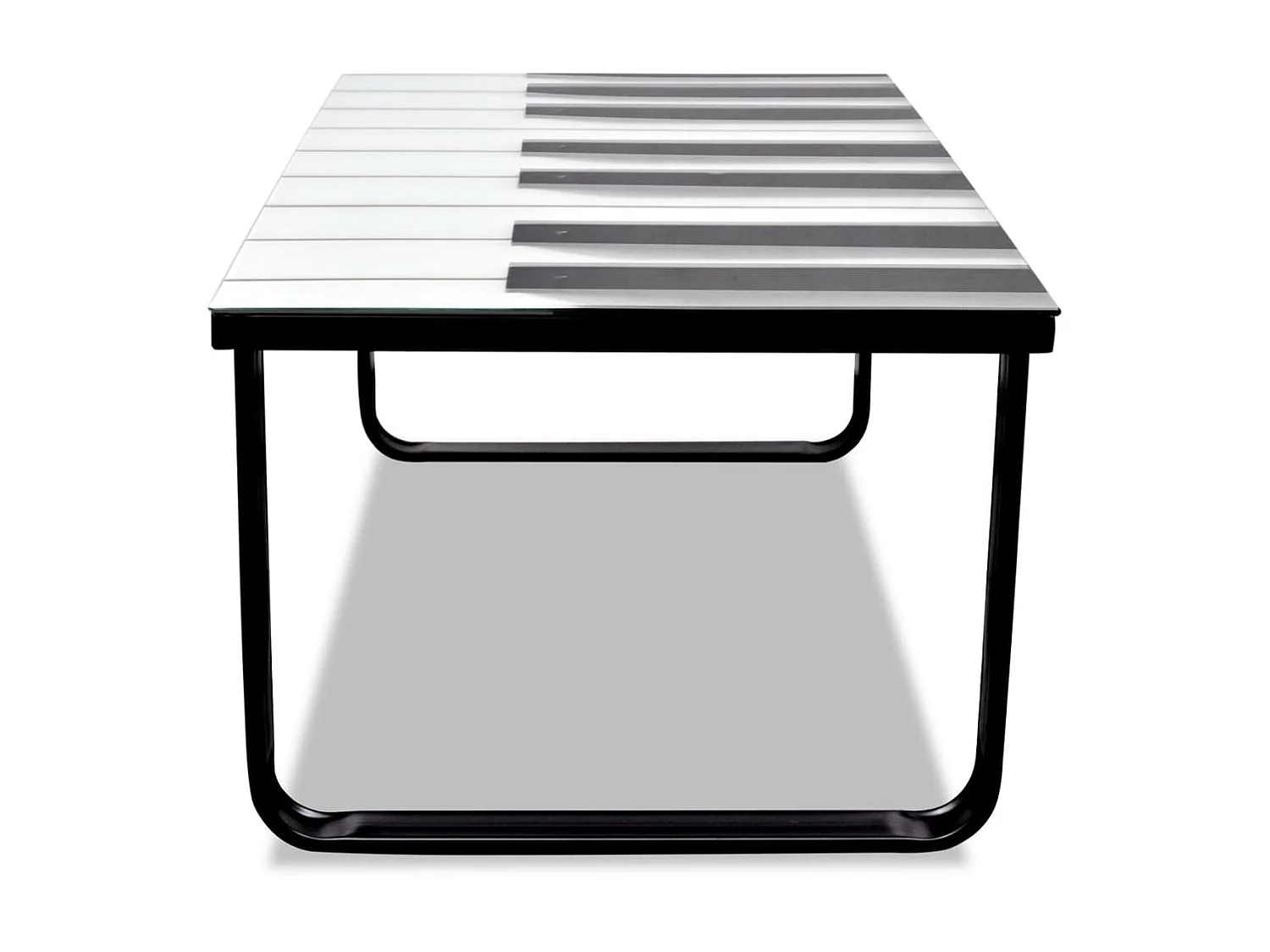 Couchtisch Beistelltisch mit Klavier-Motiv Glasplatte -MN85394