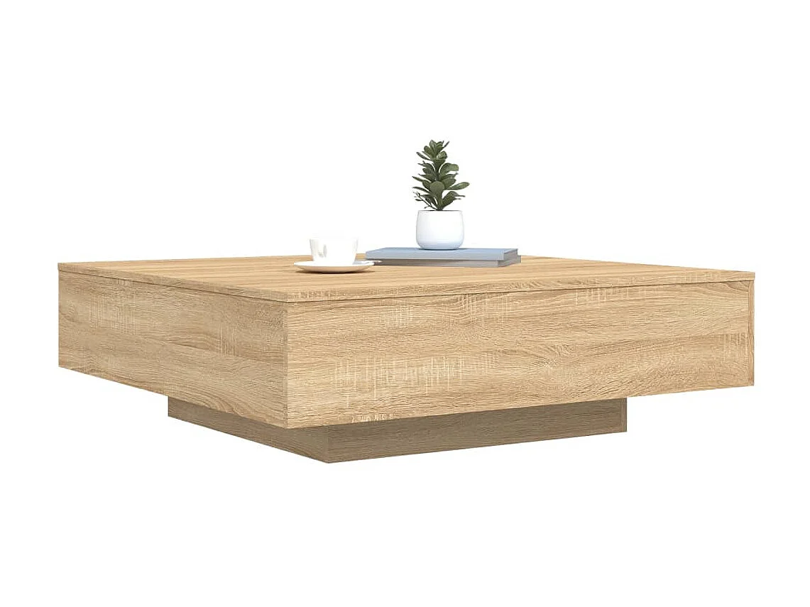 Couchtisch Beistelltisch mit LED-Leuchten Sonoma-Eiche 100x100x31 cm -MN85624