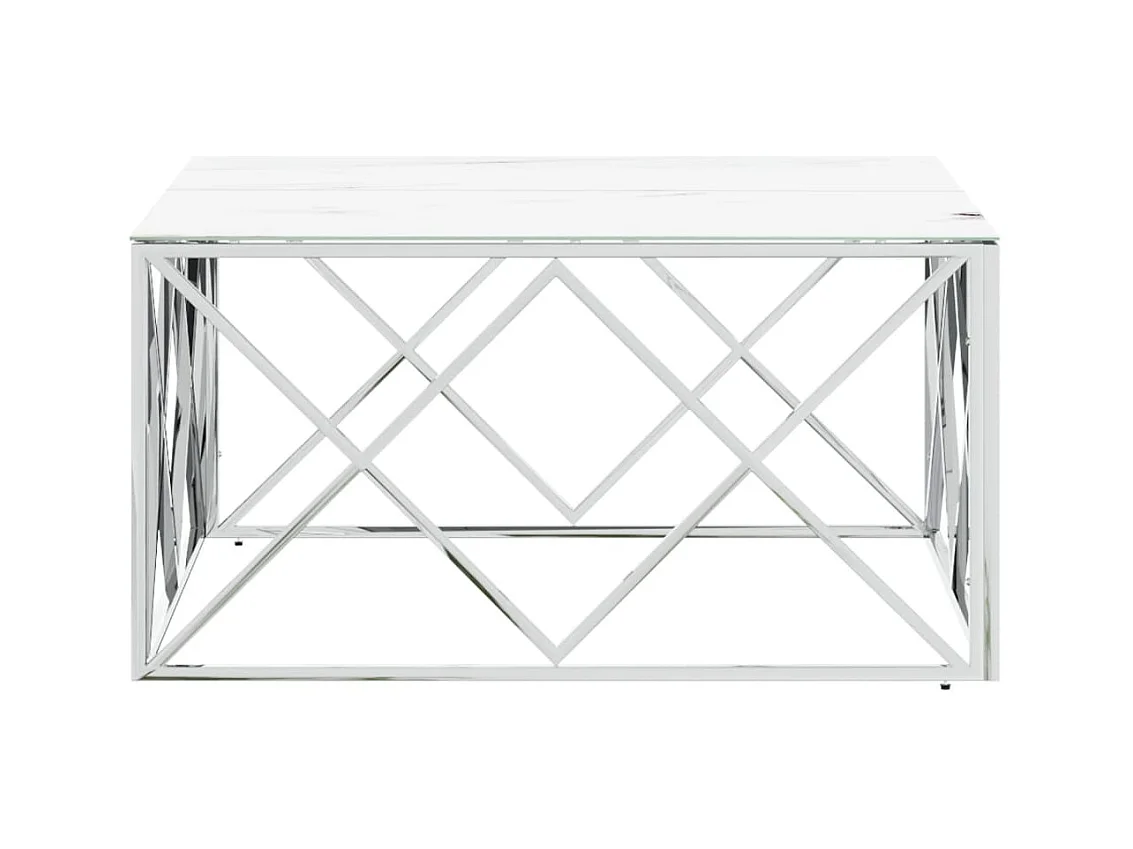Couchtisch Beistelltisch Silbern 80x80x40 cm Edelstahl und Glas -MN44776