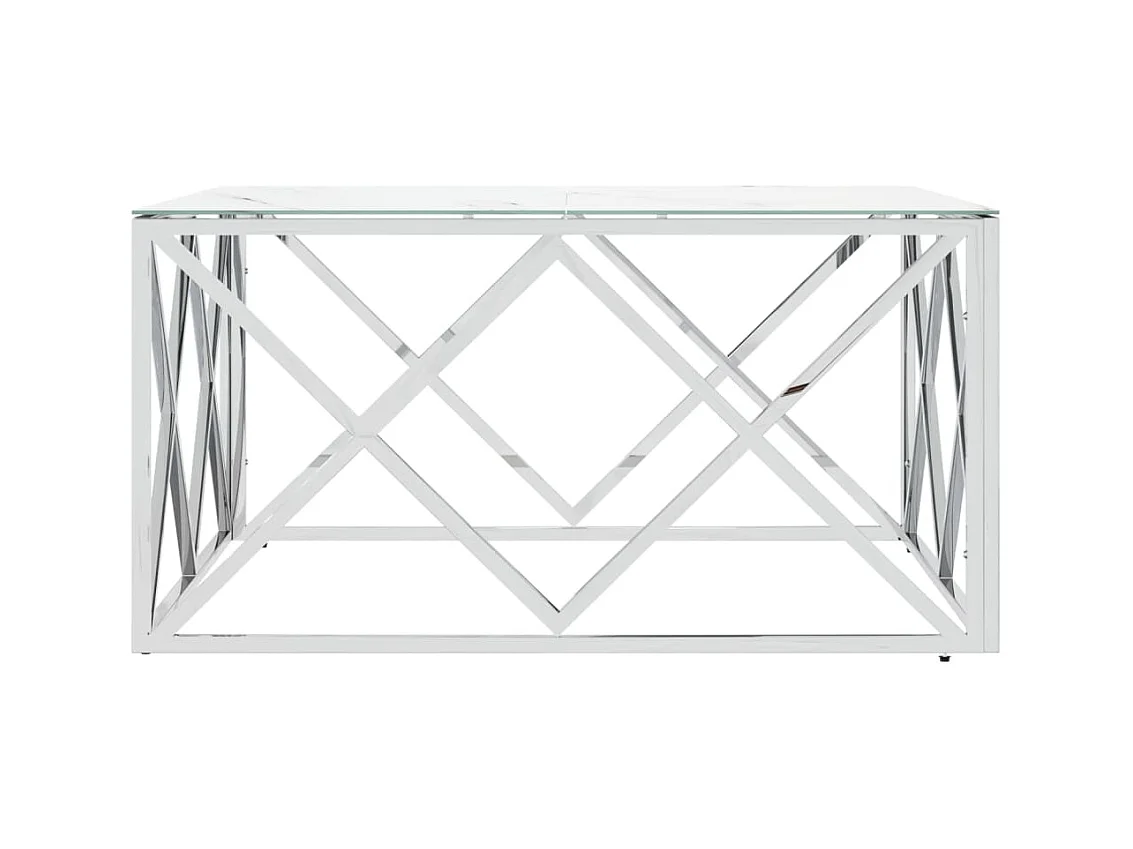 Couchtisch Beistelltisch Silbern 80x80x40 cm Edelstahl und Glas -MN44776