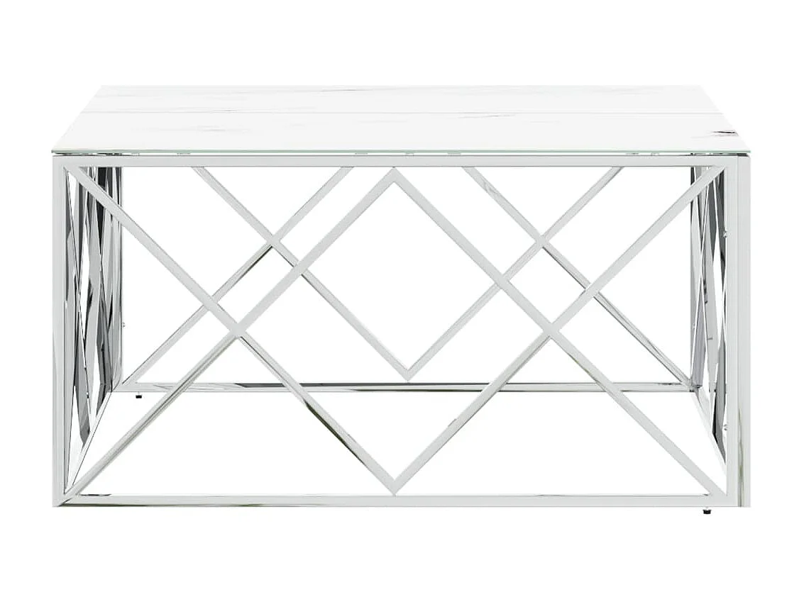 Couchtisch Beistelltisch Silbern 80x80x40 cm Edelstahl und Glas -MN44776