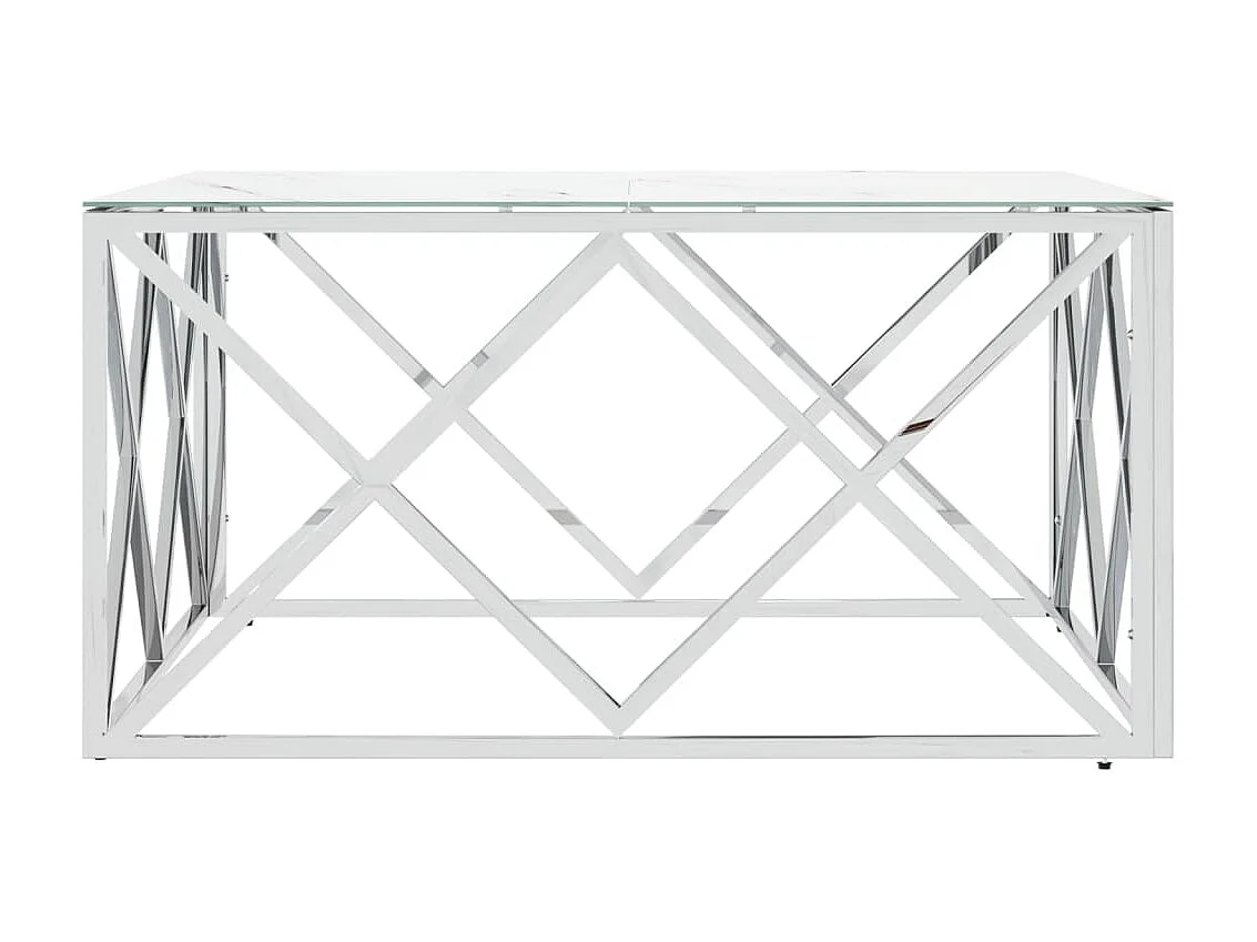 Couchtisch Beistelltisch Silbern 80x80x40 cm Edelstahl und Glas -MN44776