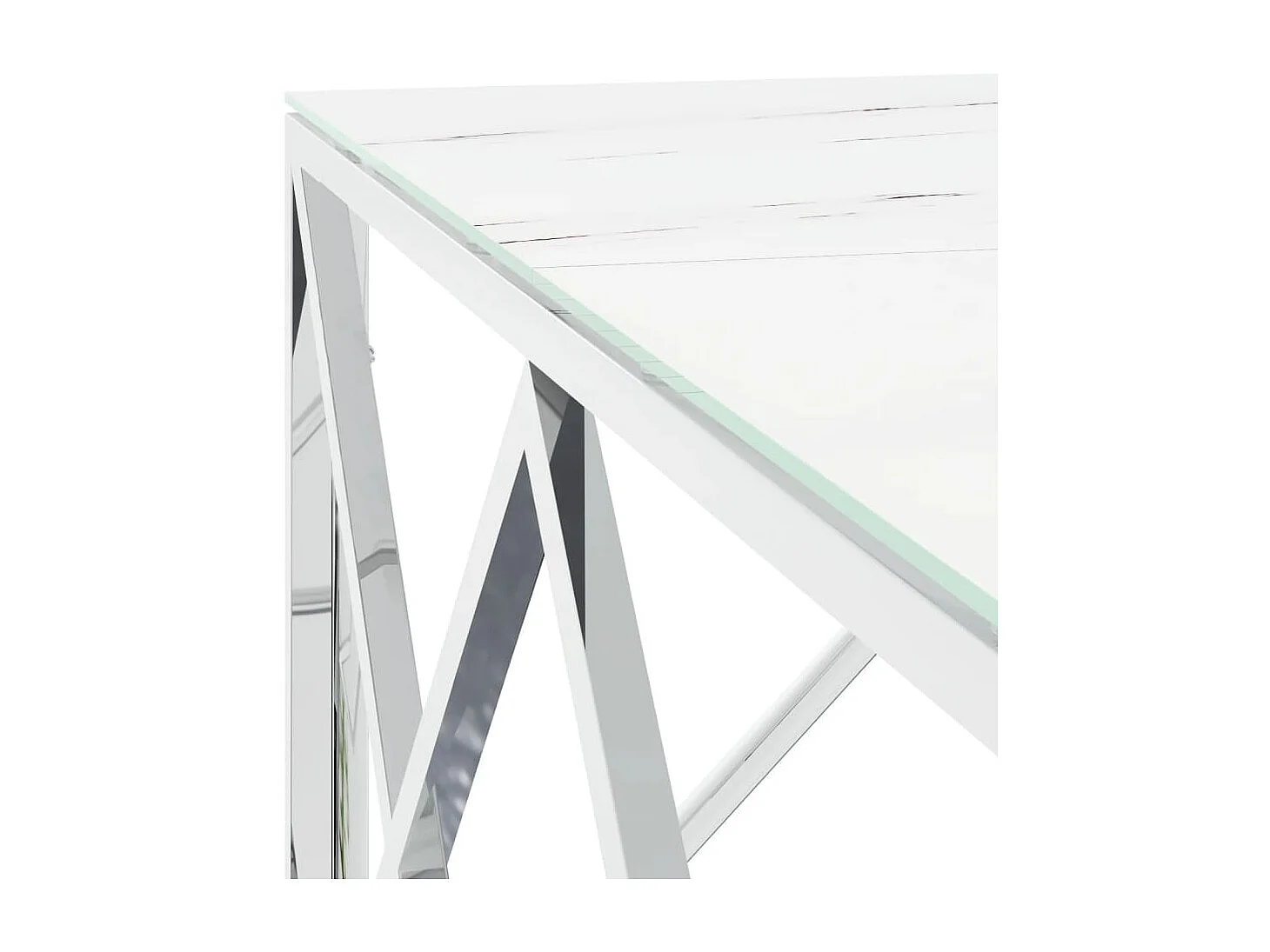 Couchtisch Beistelltisch Silbern 80x80x40 cm Edelstahl und Glas -MN44776