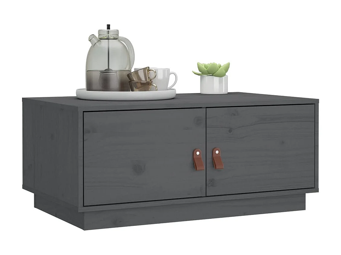 Couchtisch Beistelltisch Grau 80x50x35 cm Massivholz Kiefer -MN45792