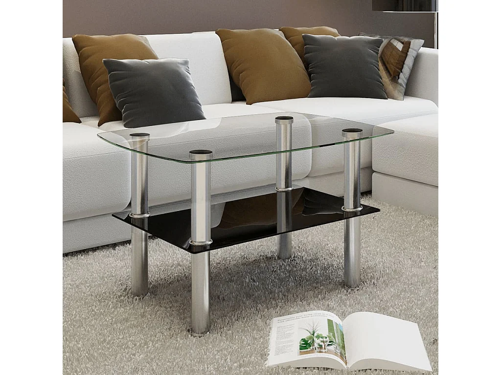 Couchtisch Glas Beistelltisch 2 Ebenen -MN73667