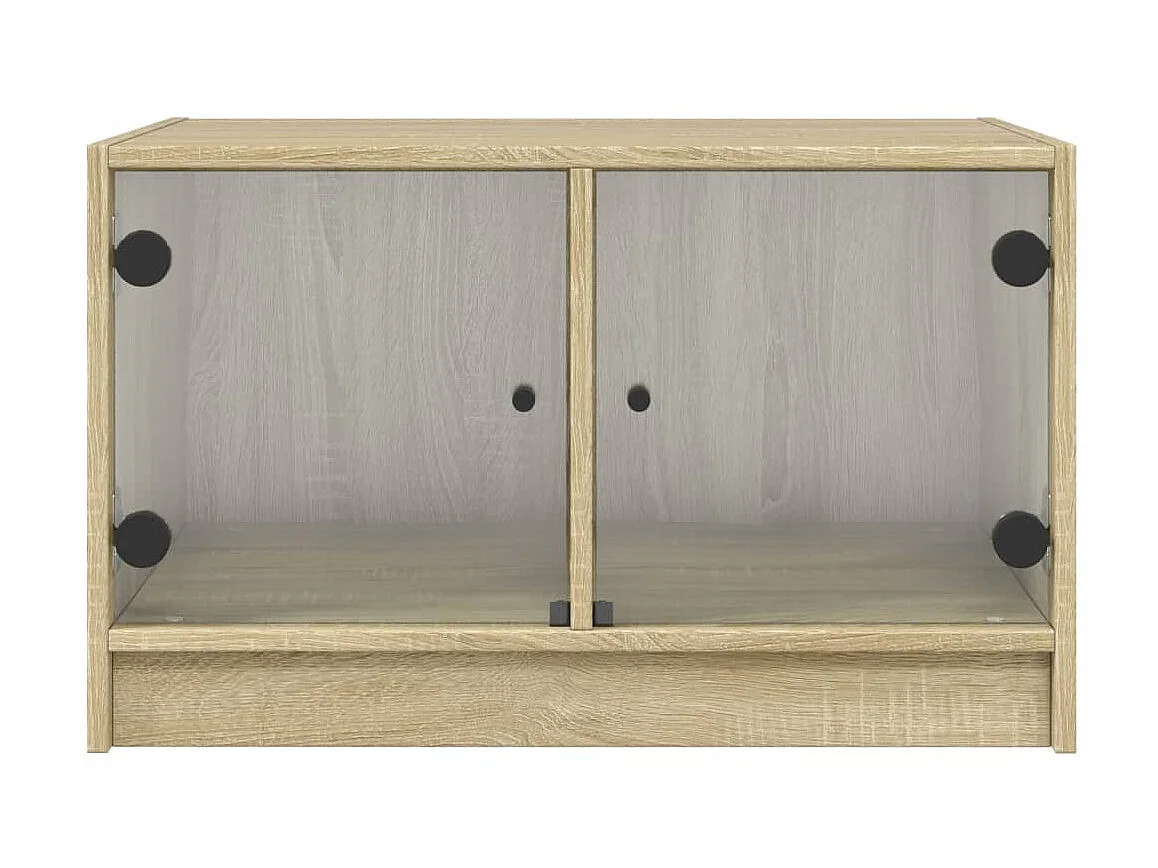 Couchtisch Beistelltisch mit Glastüren Sonoma-Eiche 68x50x42 cm -MN57990
