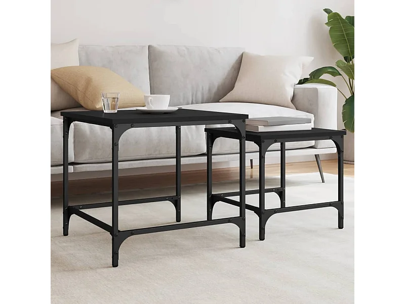 2er-Set Satztische Couchtische Schwarz Holzwerkstoff -MN69541