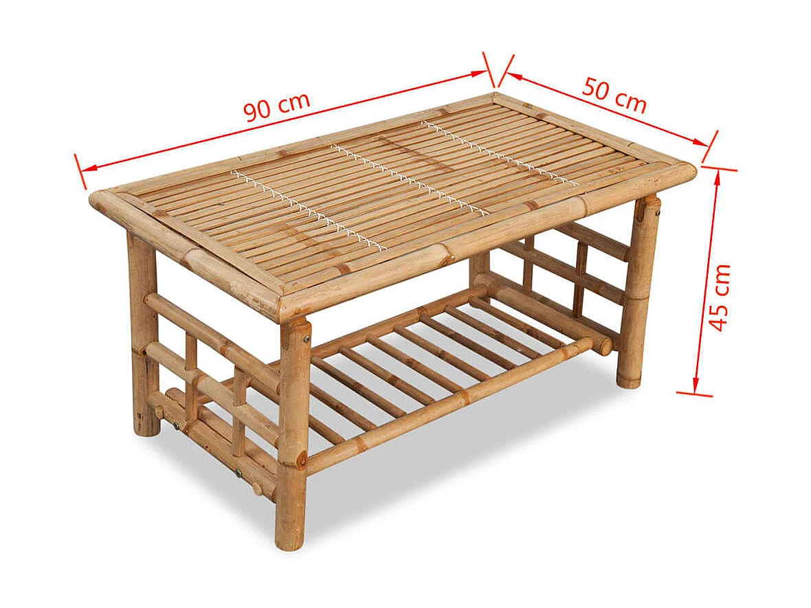 Couchtisch Beistelltisch Bambus 90x50x45 cm -MN97641