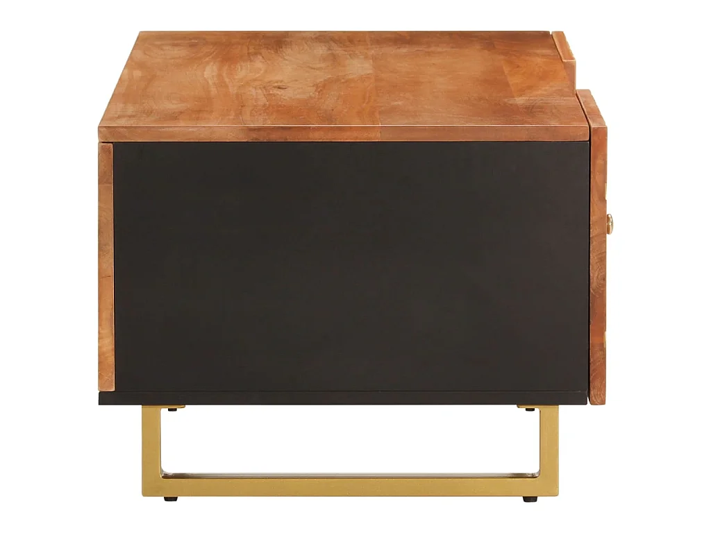 Couchtisch Braun Beistelltisch und Schwarz 100x54x40 cm Massivholz Mango -MN49270