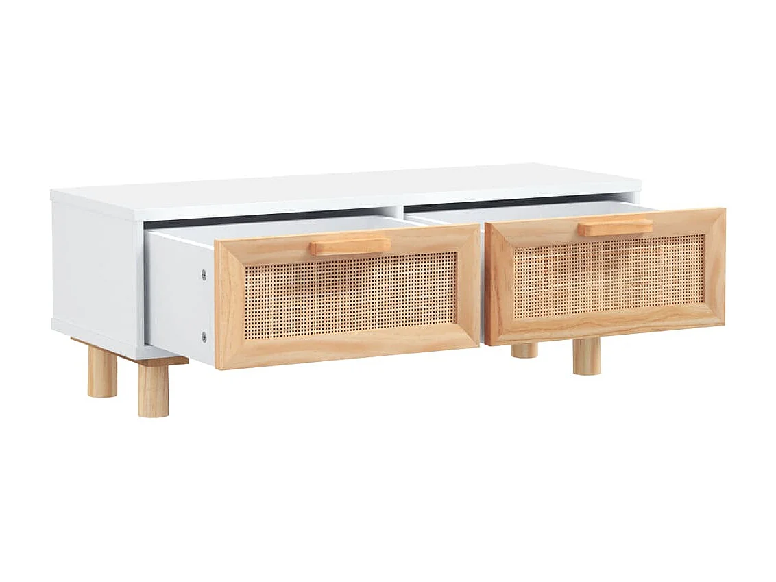 Couchtisch Beistelltisch Weiß 80x40x30 cm Holzwerkstoff & Massivholz Kiefer -MN35878