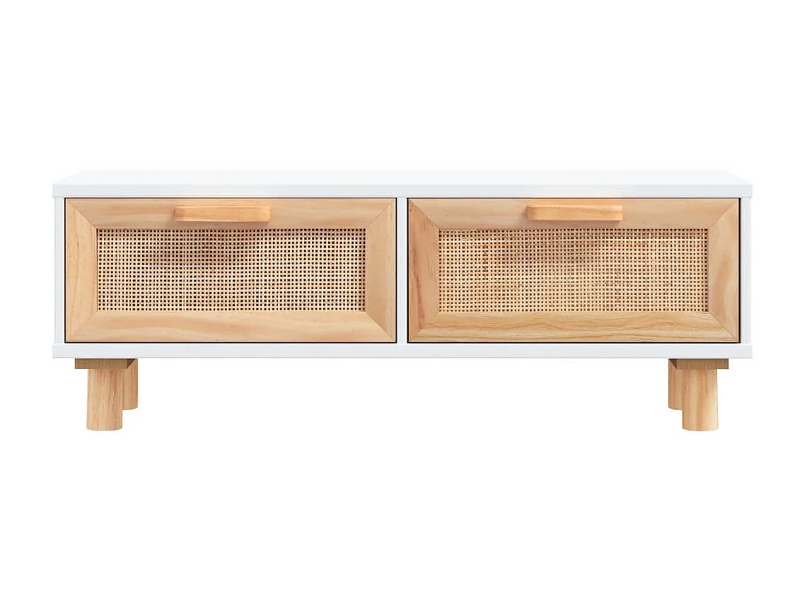 Couchtisch Beistelltisch Weiß 80x40x30 cm Holzwerkstoff & Massivholz Kiefer -MN35878