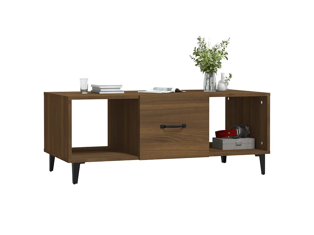 Couchtisch Braun Beistelltisch Eichen-Optik 102x50x40 cm Holzwerkstoff -MN77872