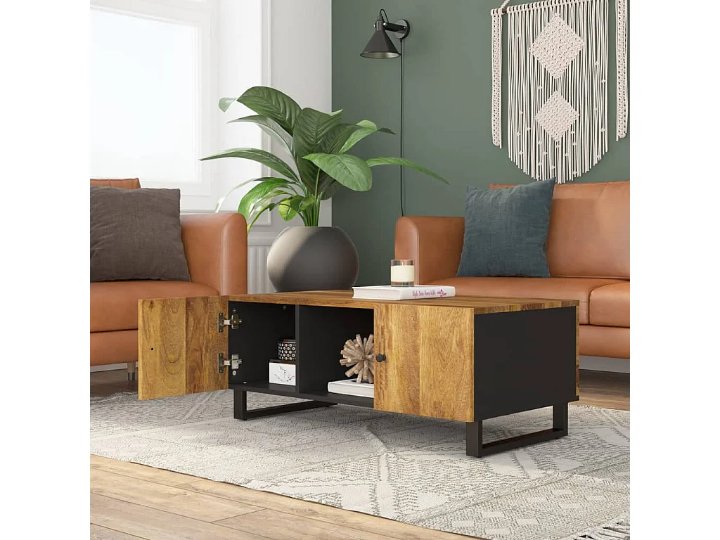 Couchtisch Beistelltisch 100x54x40 cm Massivholz Mango & Holzwerkstoff -MN37557