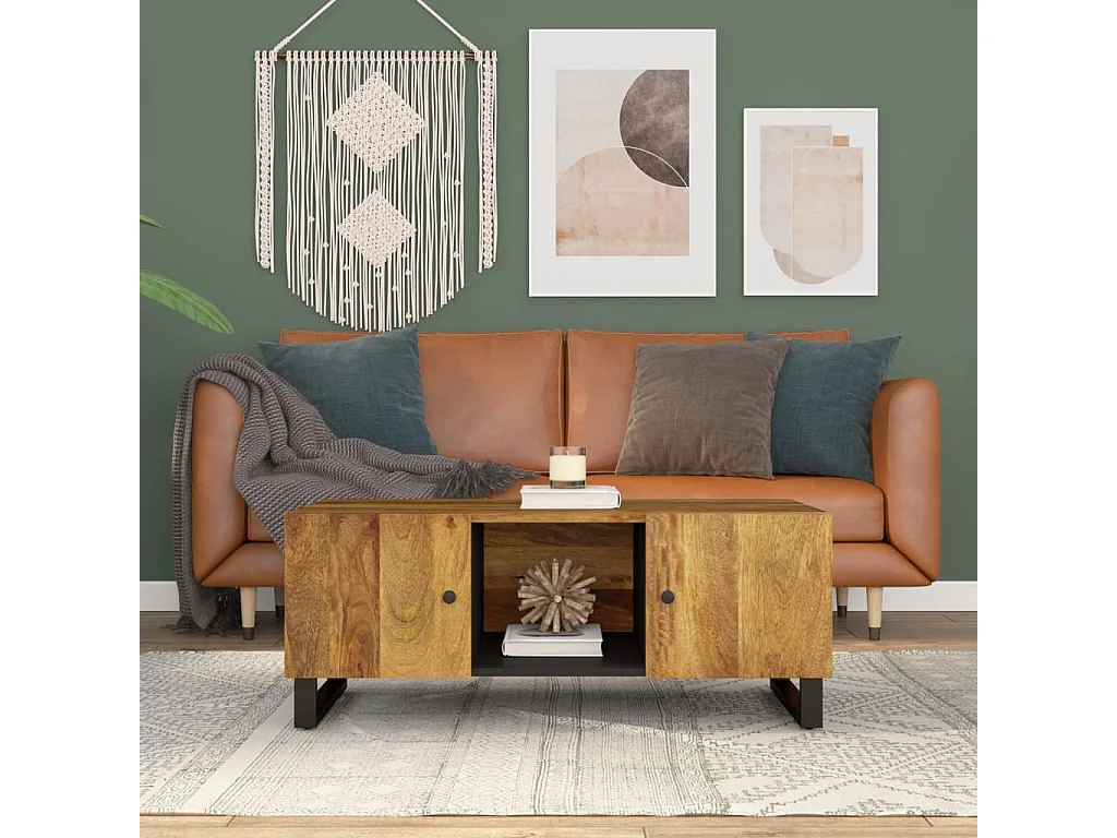 Couchtisch Beistelltisch 100x54x40 cm Massivholz Mango & Holzwerkstoff -MN37557