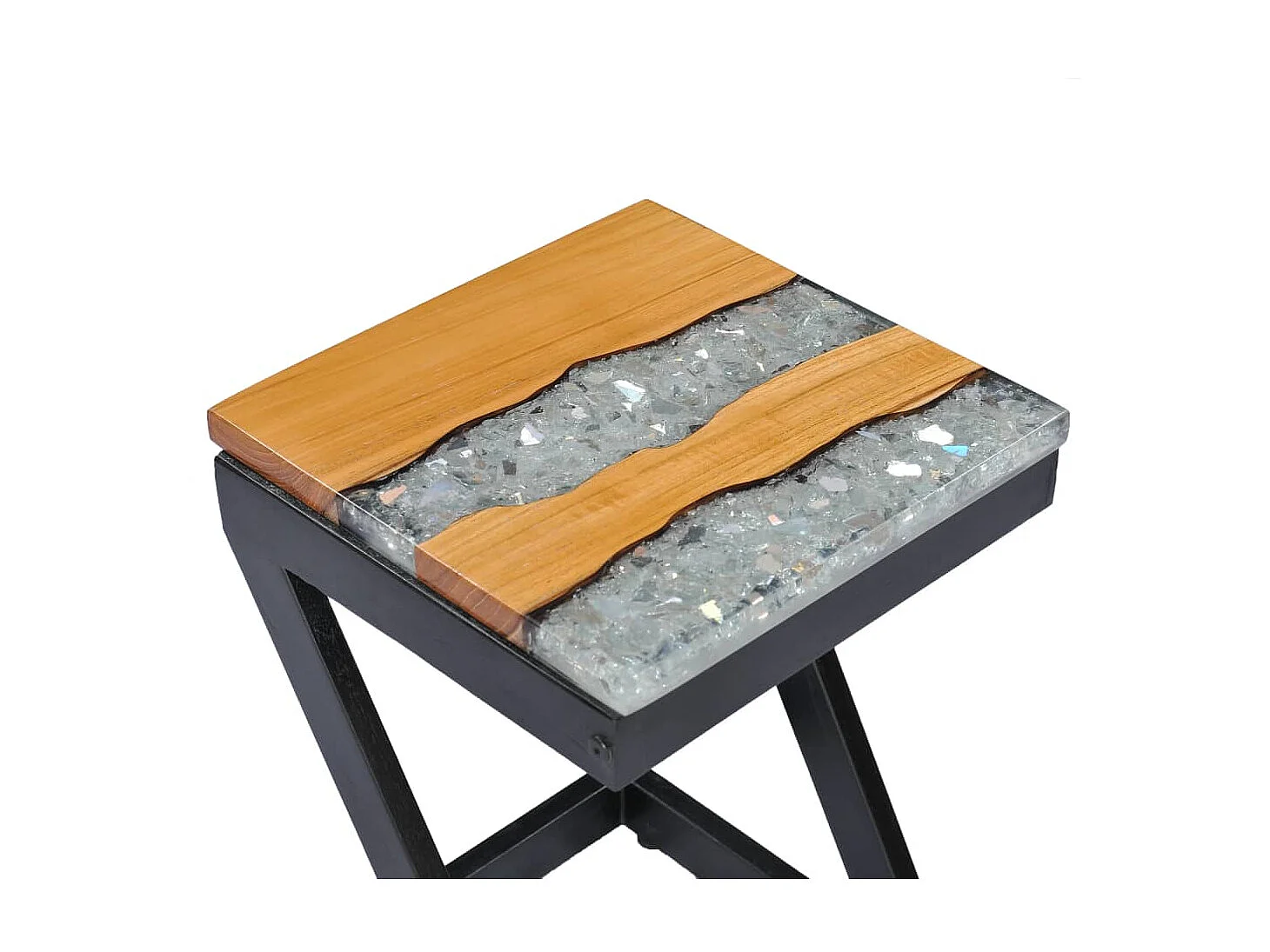 Couchtisch Beistelltisch 30 x 30 x 50 cm Massivholz Teak und Polyresin -MN93955