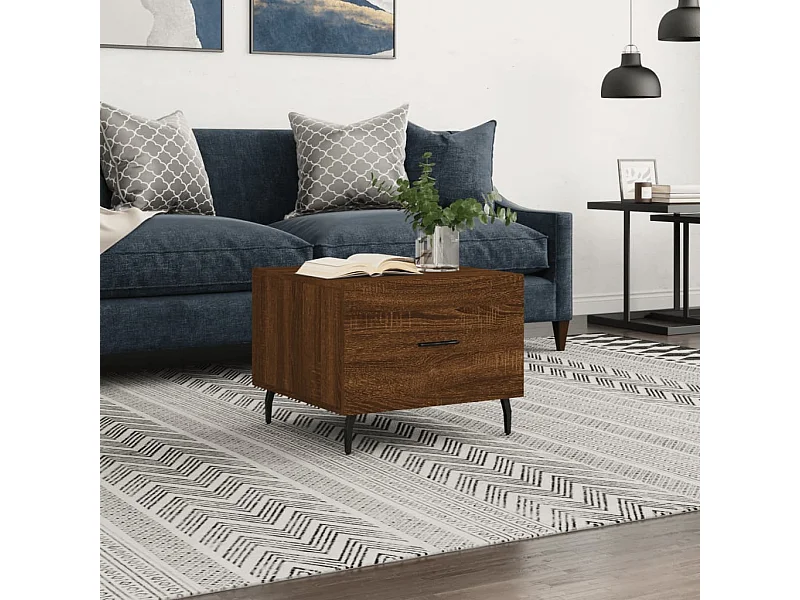 Couchtisch Braun Beistelltisch Eichen-Optik 50x50x40 cm Holzwerkstoff -MN68179