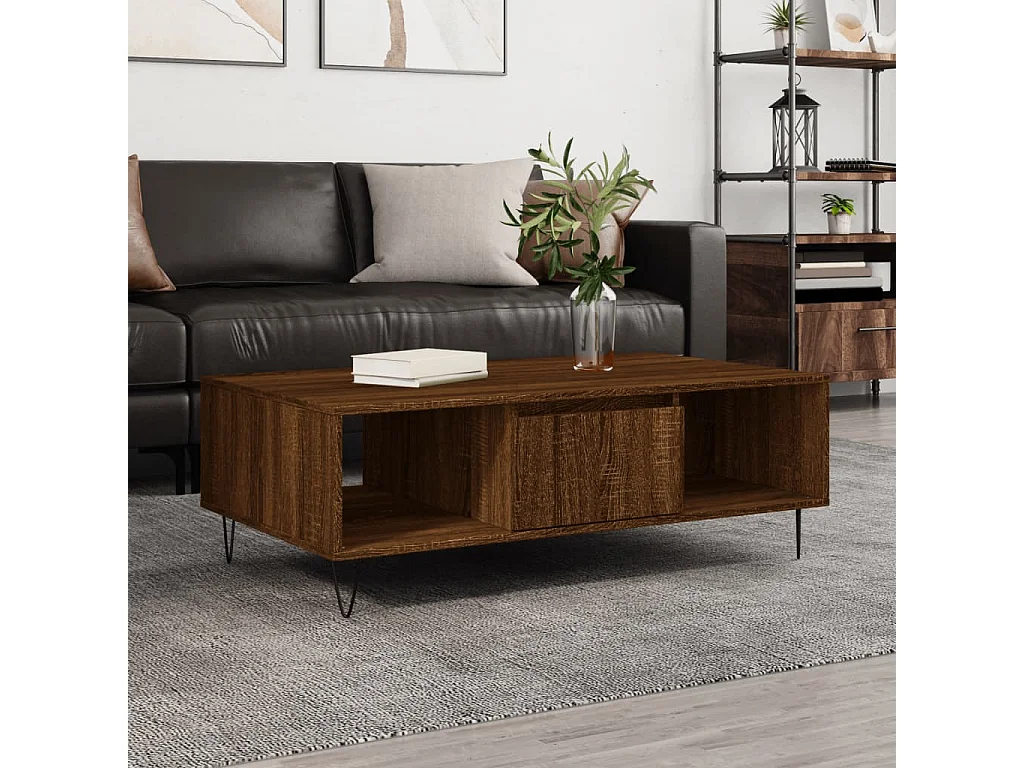 Couchtisch Braun Beistelltisch Eichen-Optik 104x60x35 cm Holzwerkstoff -MN28051