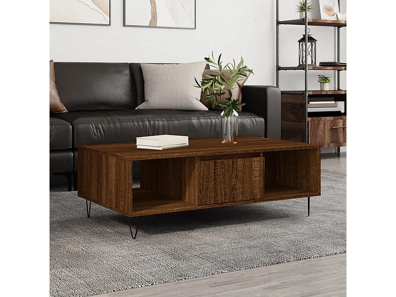 Couchtisch Braun Beistelltisch Eichen-Optik 104x60x35 cm Holzwerkstoff -MN28051