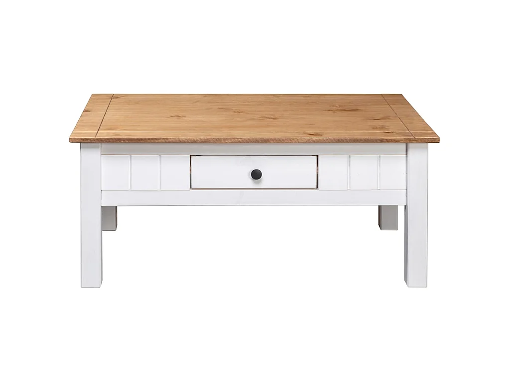 Couchtisch Beistelltisch Weiß 100x60x45 cm Massivholz Panama-Kiefer -MN39885