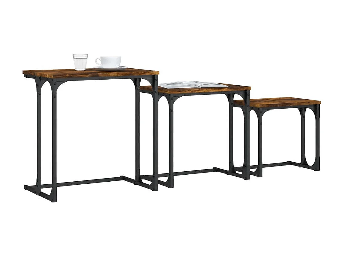 3er-Set Satztische Couchtische Räuchereiche Holzwerkstoff -MN55450