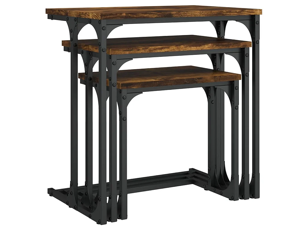 3er-Set Satztische Couchtische Räuchereiche Holzwerkstoff -MN55450