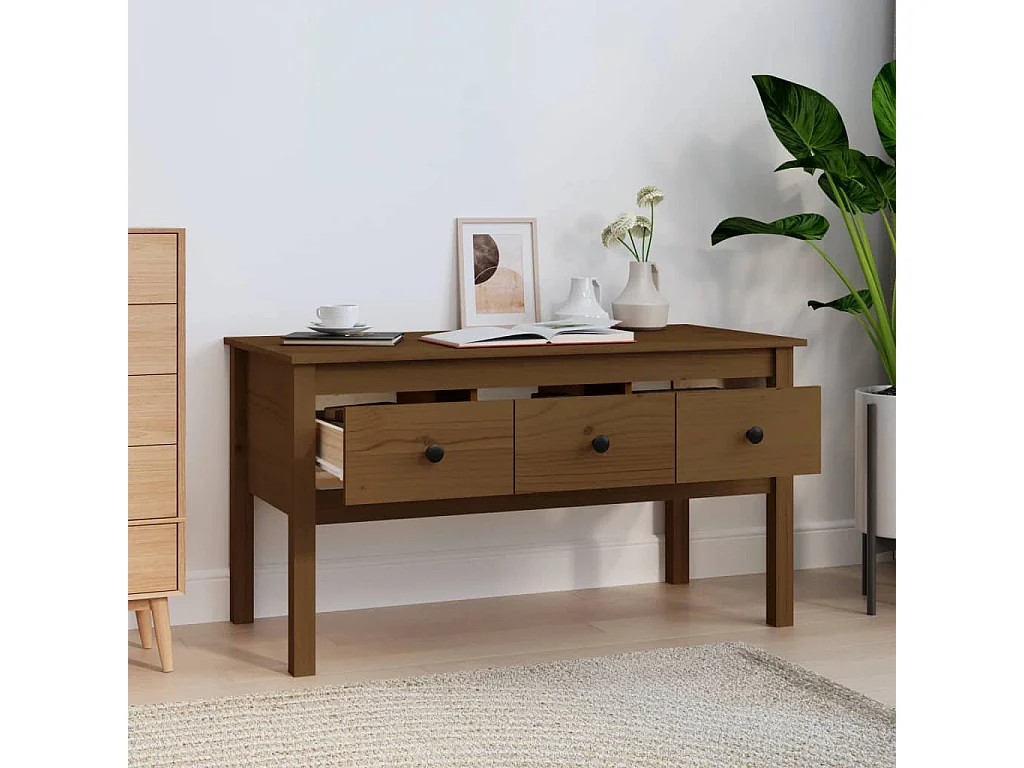 Couchtisch Beistelltisch Honigbraun 102x49x55 cm Massivholz Kiefer -MN44402