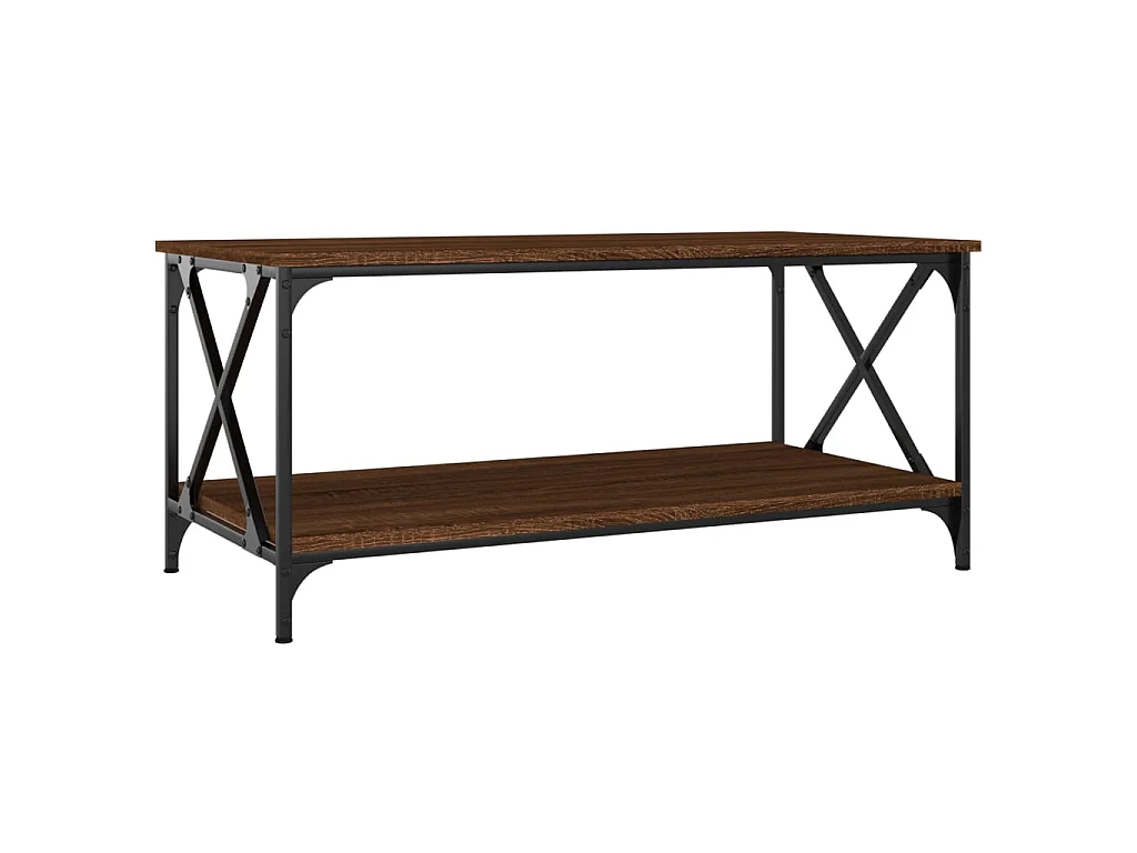 Couchtisch Braun Beistelltisch Eichen-Optik 100x50x45 cm Holzwerkstoff Eisen -MN36532