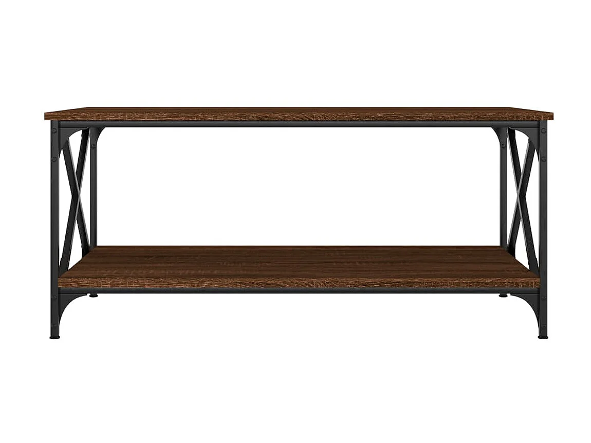 Couchtisch Braun Beistelltisch Eichen-Optik 100x50x45 cm Holzwerkstoff Eisen -MN36532