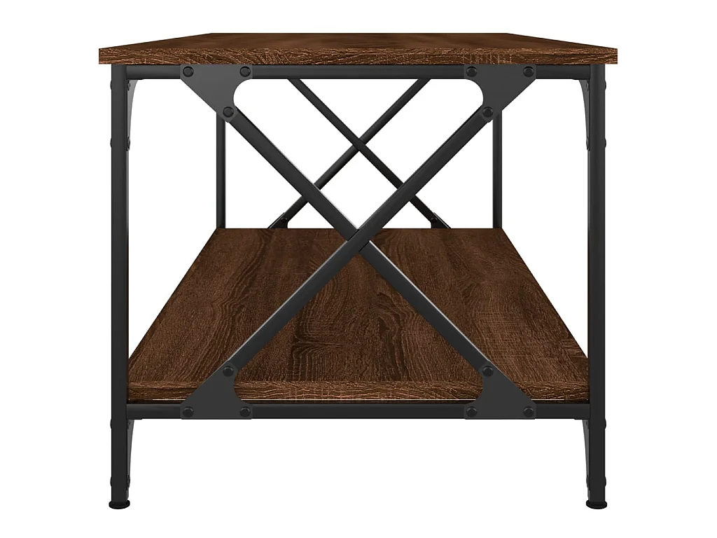 Couchtisch Braun Beistelltisch Eichen-Optik 100x50x45 cm Holzwerkstoff Eisen -MN36532