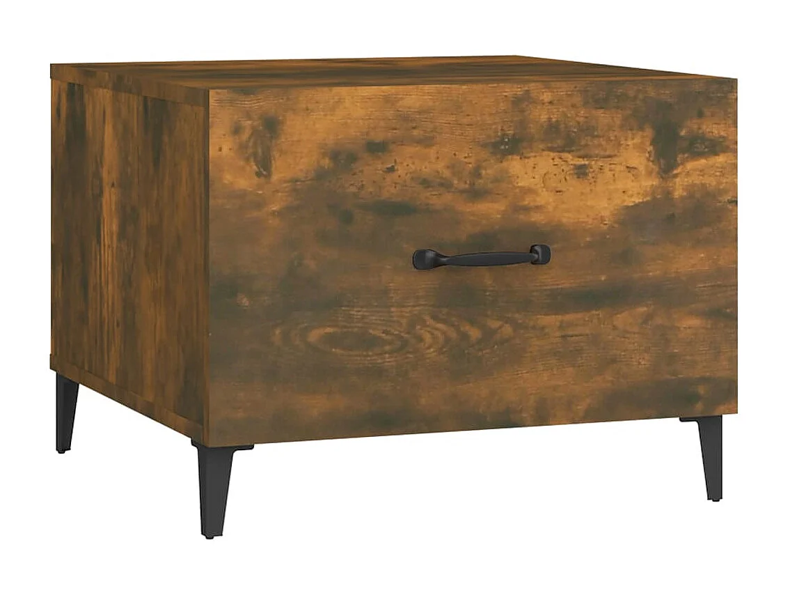 Couchtisch Beistelltisch mit Metallbeinen Räuchereiche 50x50x40 cm -MN79353