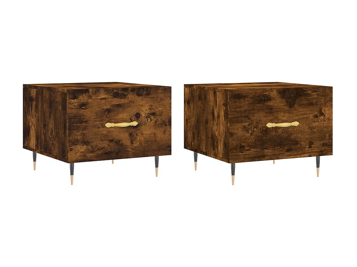 2er-Set Couchtische Beistelltisch Räuchereiche 50x50x40 cm Holzwerkstoff -MN65898