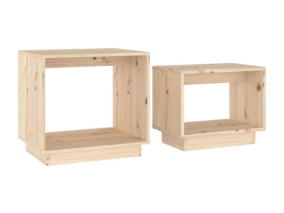 2er-Set Satztische Couchtische Massivholz Kiefer -MN34061