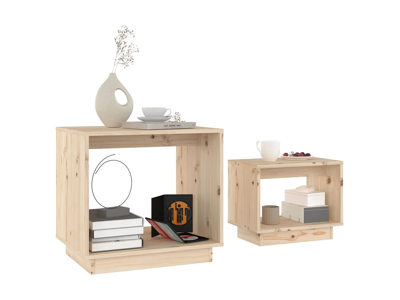 2er-Set Satztische Couchtische Massivholz Kiefer -MN34061