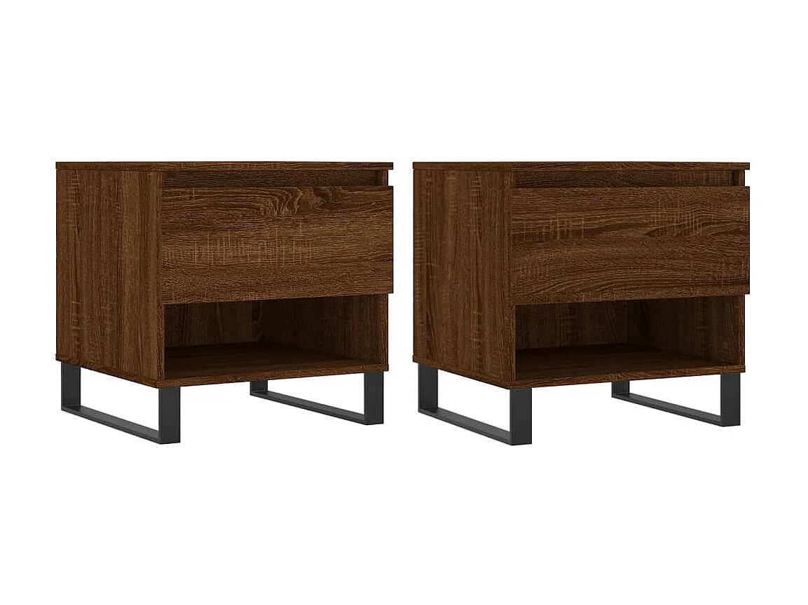 2er-Set Couchtische Beistelltisch Braun Eichen-Optik 50x46x50 cm Holzwerkstoff -MN71121