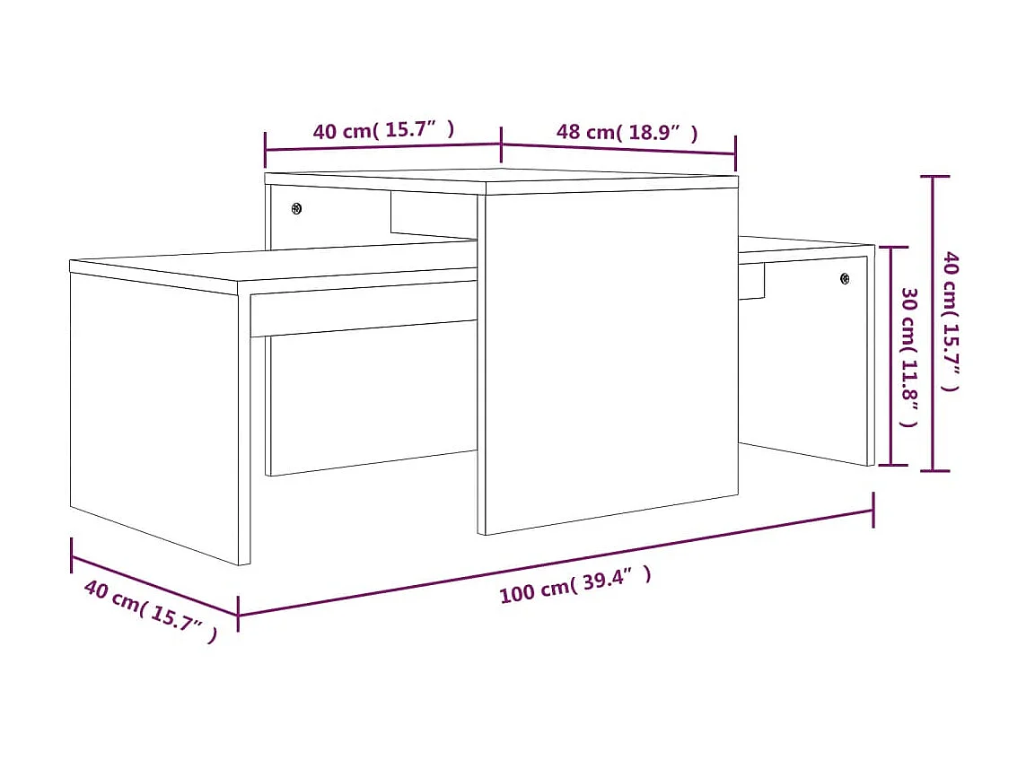 Couchtisch,Beistelltisch-Set Grau Sonoma 100x48x40 cm Holzwerkstoff -MN97697