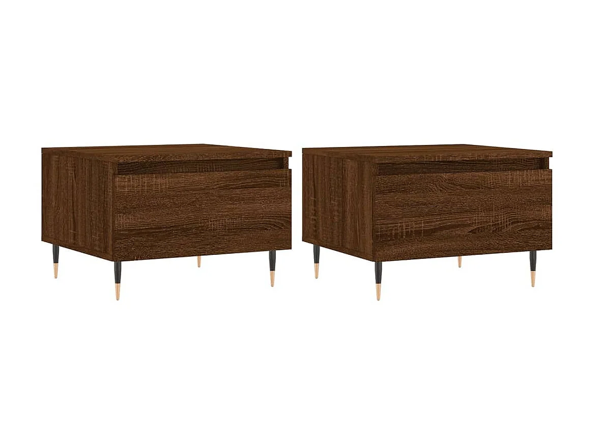 2er-Set Couchtische Beistelltisch Braun Eichen-Optik 50x46x35 cm Holzwerkstoff -MN16906
