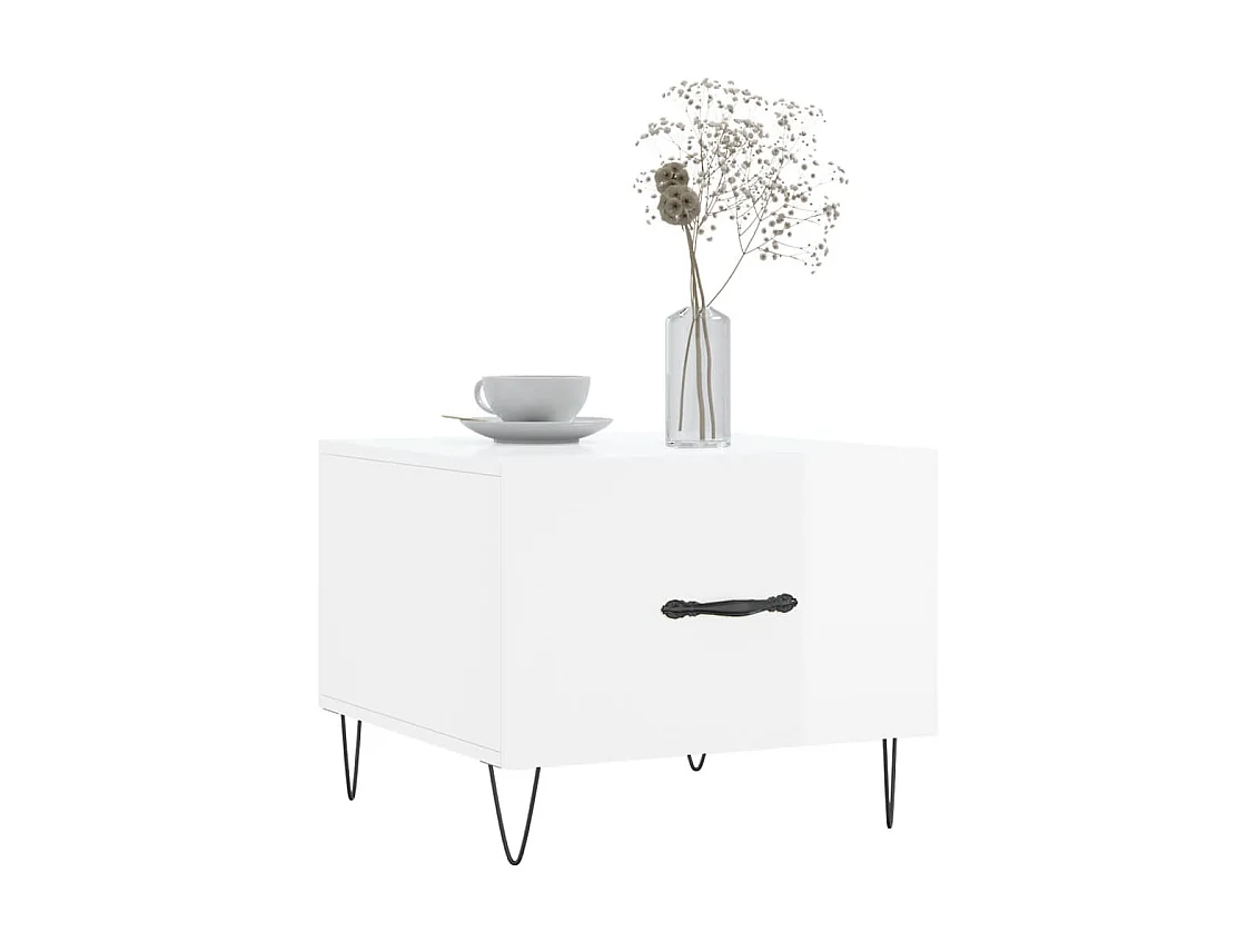 2er-Set Couchtische Beistelltisch Hochglanz-Weiß 50x50x40 cm Holzwerkstoff -MN17236