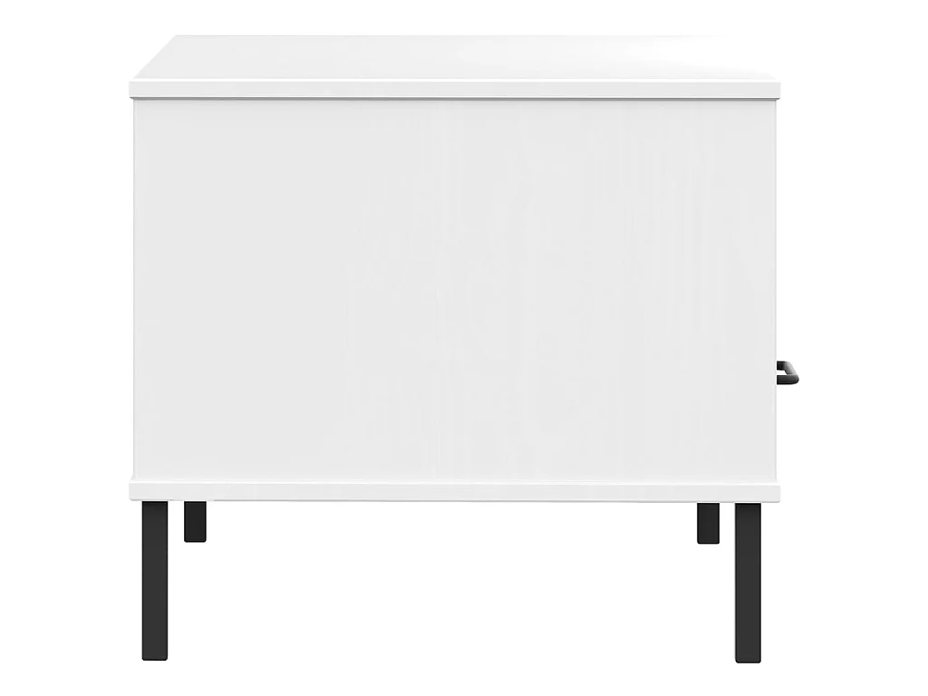 Couchtisch Beistelltisch OSLO mit Metallbeinen Weiß 85x50x45 cm Massivholz -MN85073
