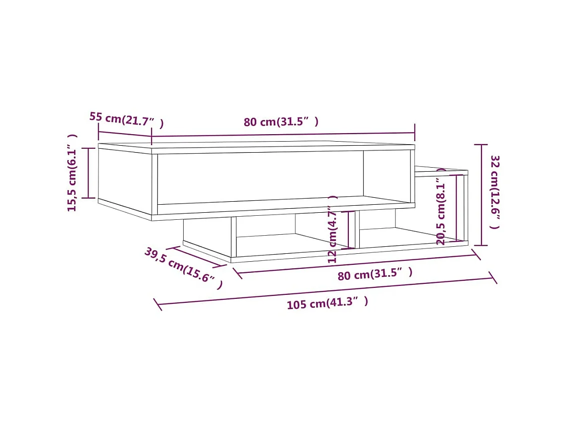 Couchtisch Beistelltisch Räuchereiche 105x55x32 cm Holzwerkstoff -MN34673