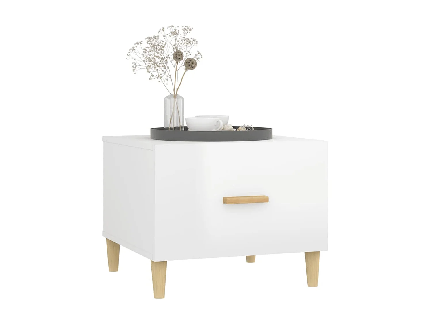 2er-Set Couchtische Beistelltisch Hochglanz-Weiß 50x50x40 cm Holzwerkstoff -MN54926