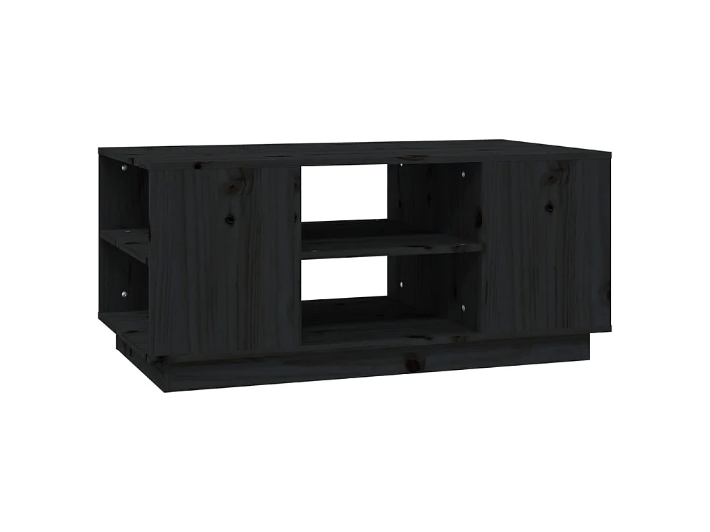 Couchtisch Beistelltisch Schwarz 90x49x40,5 cm Massivholz Kiefer -MN57377