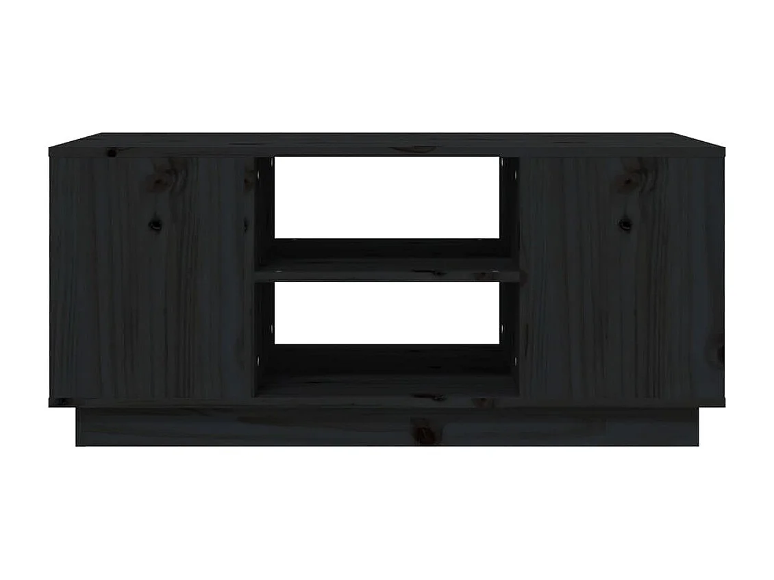 Couchtisch Beistelltisch Schwarz 90x49x40,5 cm Massivholz Kiefer -MN57377