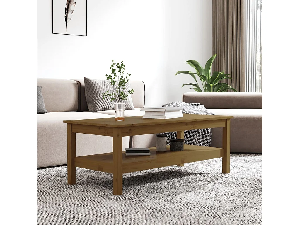 Couchtisch Beistelltisch Honigbraun 110x50x40 cm Massivholz Kiefer -MN58117